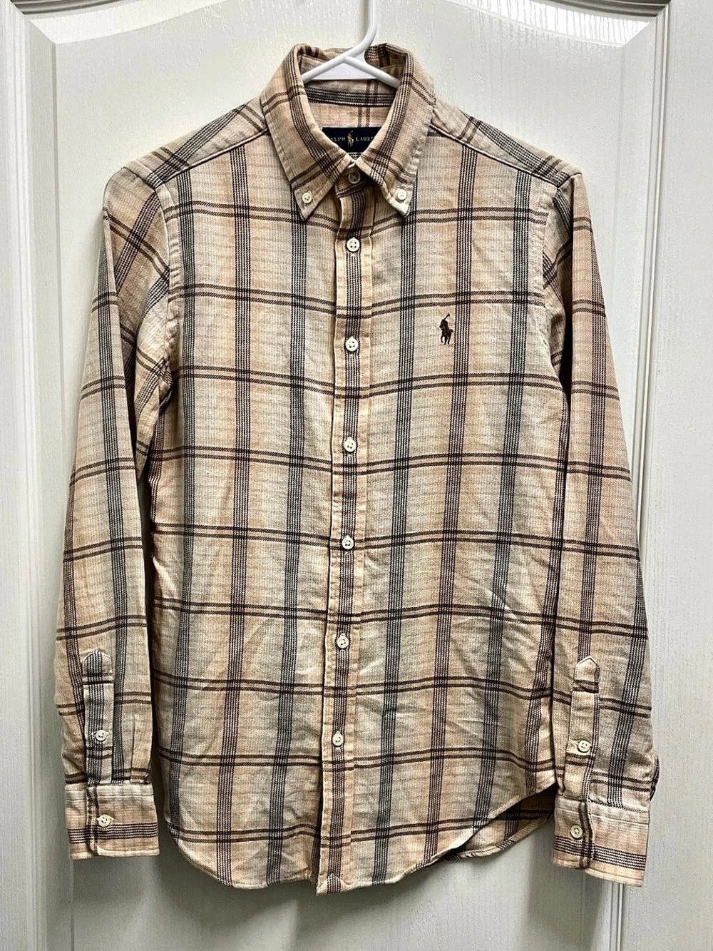 Ralph Lauren Plaid Cotton Button Down in Beige Size XS